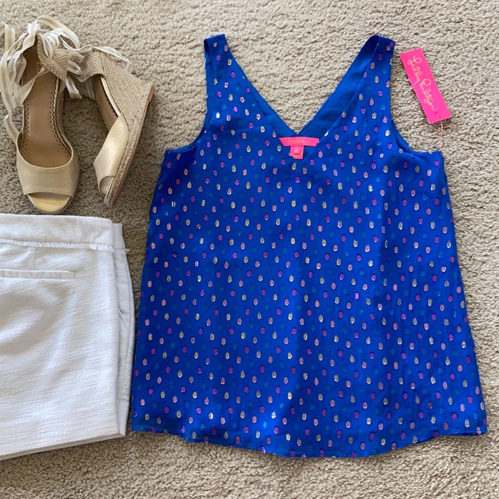 Lilly Pulitzer Florin Silk Sleeveless V Neck